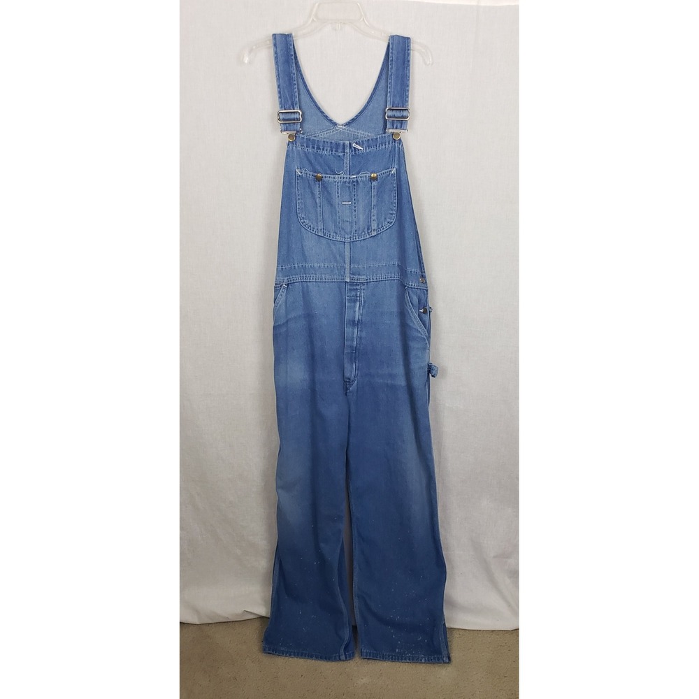 Roebucks Vintage Mens Denim Bib Overalls Blue Workwear Carpenter Straight Leg